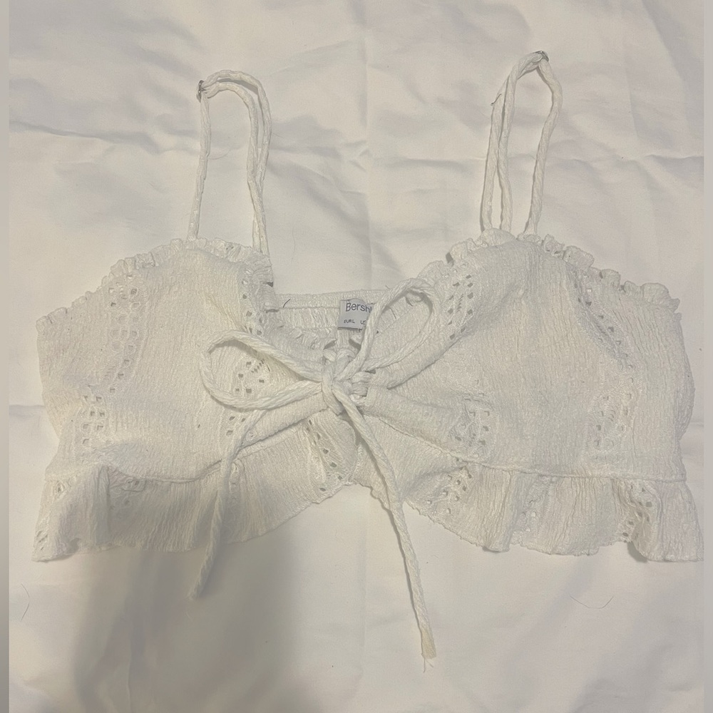 Bershka white crop top size large